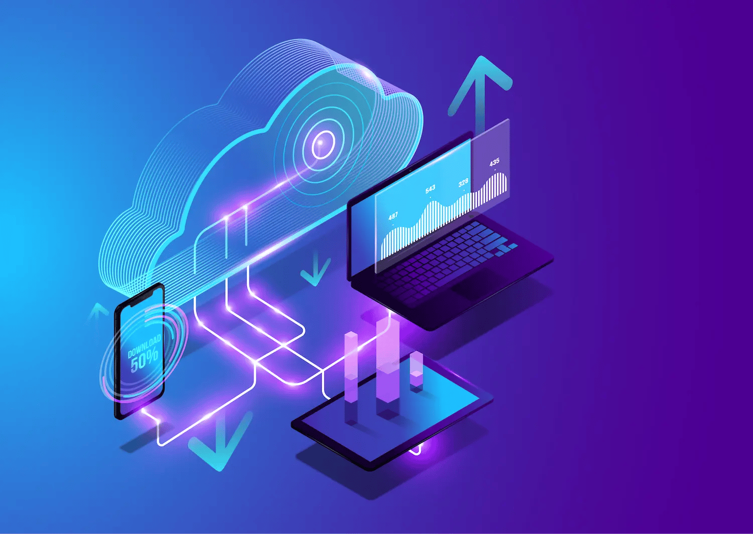 high tech cloud and laptop image