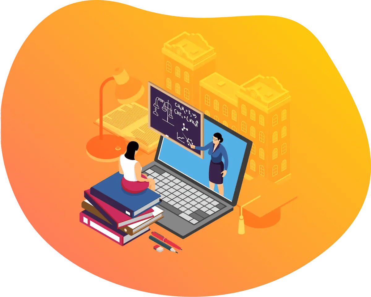 cartoon person taking an online class image